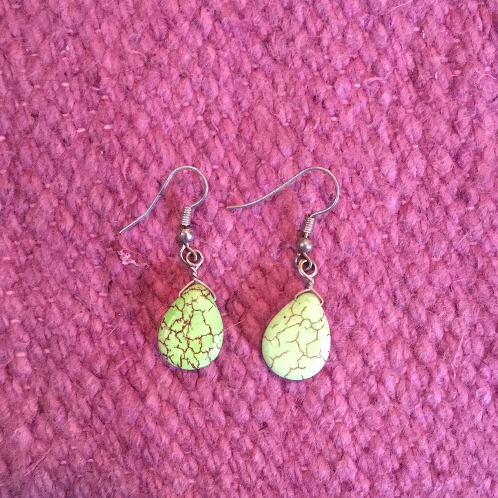 Green turquoise earrings